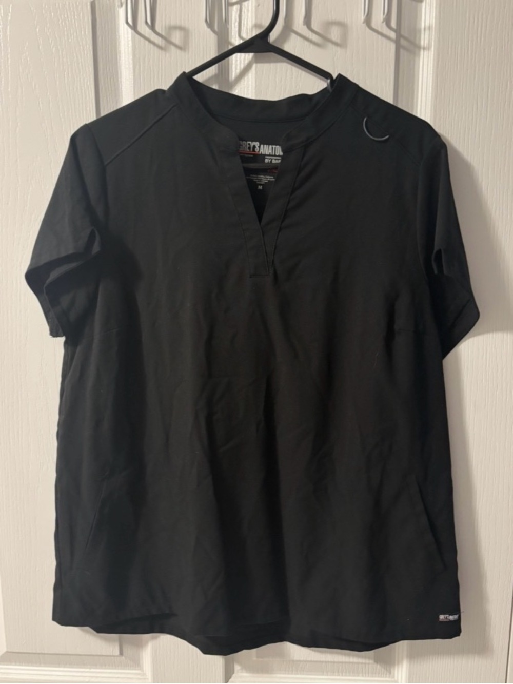 Grey's Anatomy Women's Black Notch-Neck Scrub Top